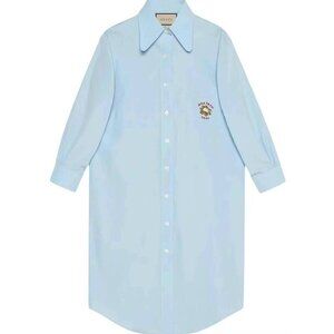 NWT Gucci Blue Cauliflower Shirt Dress Size 42